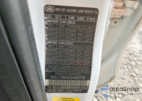 2016 Land Rover Discovery Sport Hse Luxury z USA, uszkodzony, nr VIN SALCT2BG0GH562799